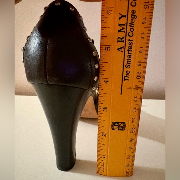 Coach Billee Black Leather Studded Peep Toe Heels Pumps - Picture 7 of 8